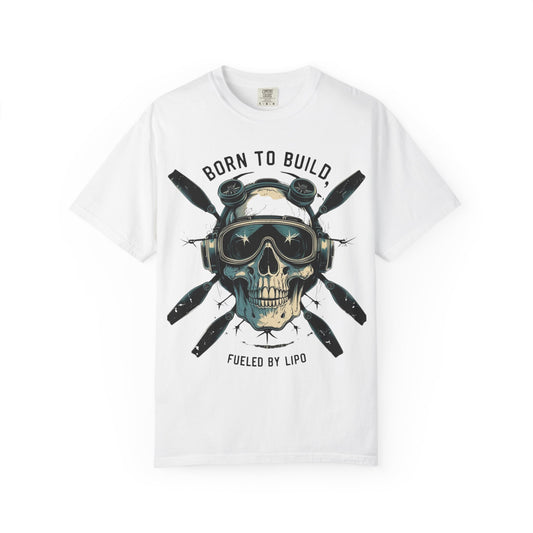 Maglietta con teschio RC, maglietta grafica unisex, abbigliamento Born to Build, regalo per costruttori, streetwear audace, dichiarazione di moda unica