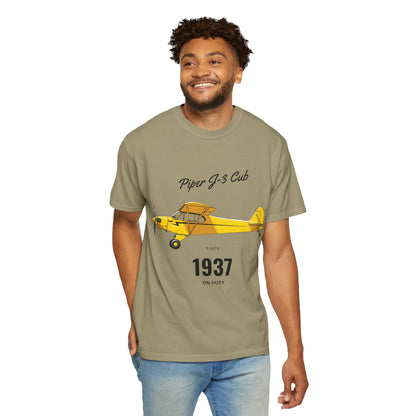 Vintage Aviation T-Shirt for Airplane Enthusiasts, Piper J-3 Cub Shirt, Gift for Pilots, Air Travel Tee, Unique Aviation Merchandise