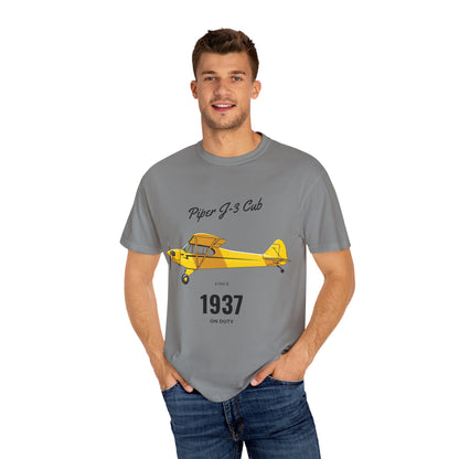 Vintage Aviation T-Shirt for Airplane Enthusiasts, Piper J-3 Cub Shirt, Gift for Pilots, Air Travel Tee, Unique Aviation Merchandise