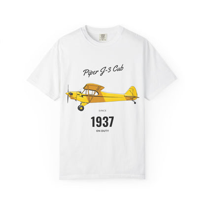 Vintage Aviation T-Shirt for Airplane Enthusiasts, Piper J-3 Cub Shirt, Gift for Pilots, Air Travel Tee, Unique Aviation Merchandise