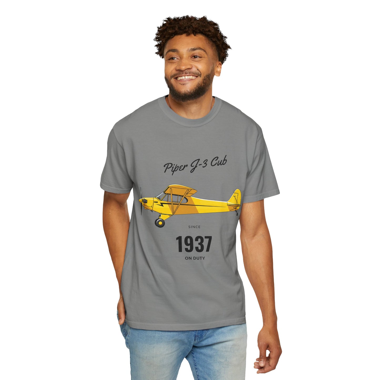 Vintage Aviation T-Shirt for Airplane Enthusiasts, Piper J-3 Cub Shirt, Gift for Pilots, Air Travel Tee, Unique Aviation Merchandise