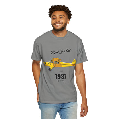 Vintage Aviation T-Shirt for Airplane Enthusiasts, Piper J-3 Cub Shirt, Gift for Pilots, Air Travel Tee, Unique Aviation Merchandise