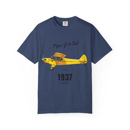 Vintage Aviation T-Shirt for Airplane Enthusiasts, Piper J-3 Cub Shirt, Gift for Pilots, Air Travel Tee, Unique Aviation Merchandise