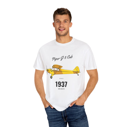 Vintage Aviation T-Shirt for Airplane Enthusiasts, Piper J-3 Cub Shirt, Gift for Pilots, Air Travel Tee, Unique Aviation Merchandise