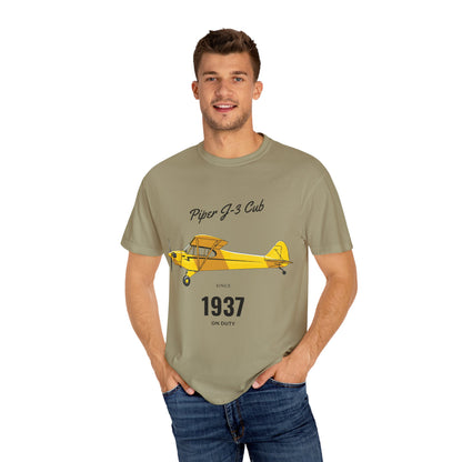Vintage Aviation T-Shirt for Airplane Enthusiasts, Piper J-3 Cub Shirt, Gift for Pilots, Air Travel Tee, Unique Aviation Merchandise